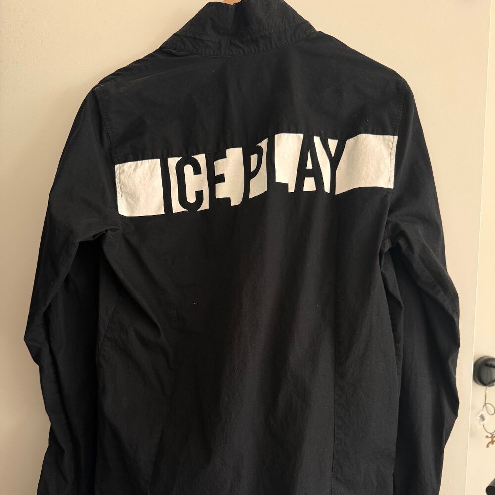 Ice Play Black Cotton Button-Up Shirt – Back Logo, Made in Italy